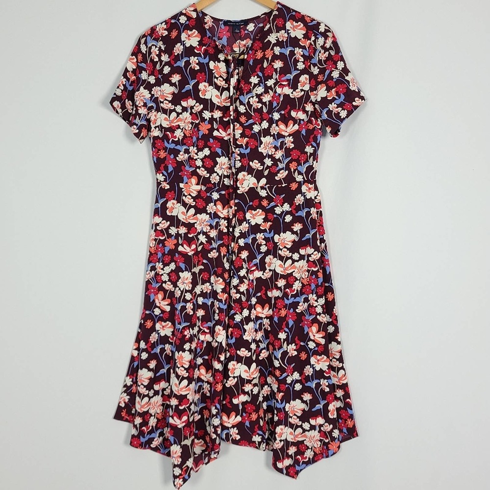 Tommy Hilfiger Brookshire Maroon Floral Dress NWT